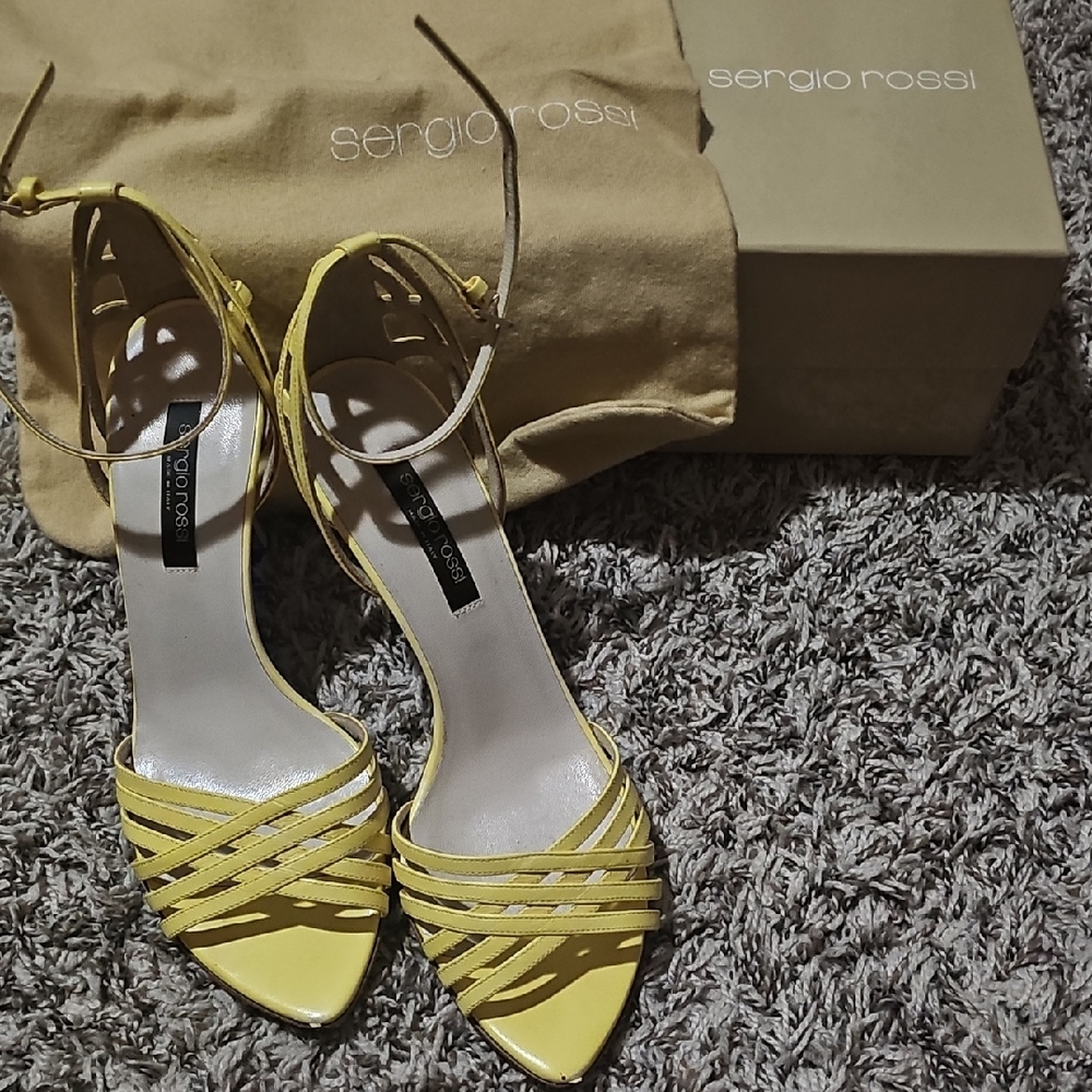 Sergio Rossi Yellow Strappy Heels